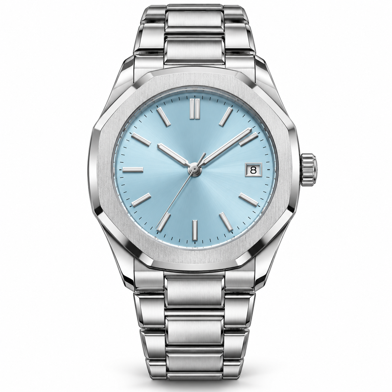 LBO Ice Blue Octagon Montre acier cadran bleu clair